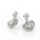 Heart Design Diamond Dangle Earrings